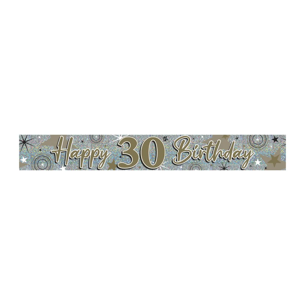 30th Birthday Holographic Banner | Glitter Effect, Metallic Colours
