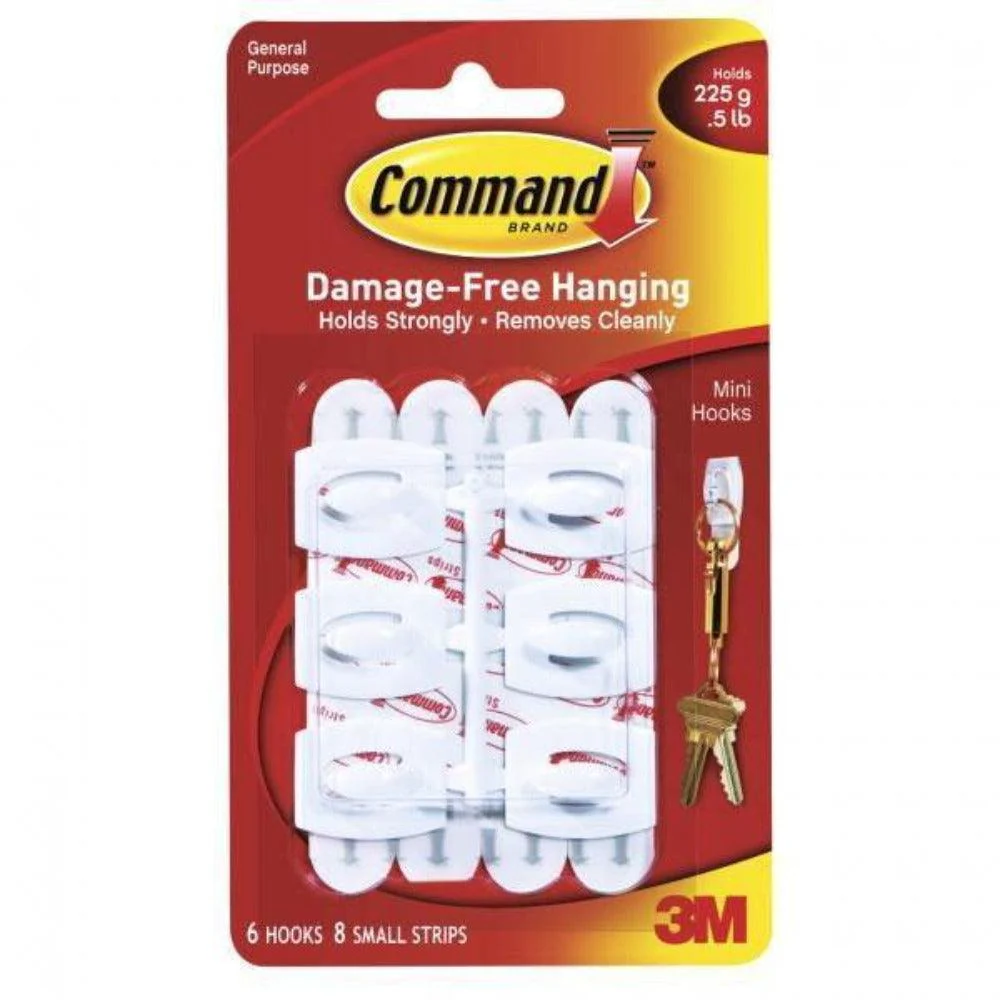 3M Command General Purpose White Mini Hooks | 6 Pack