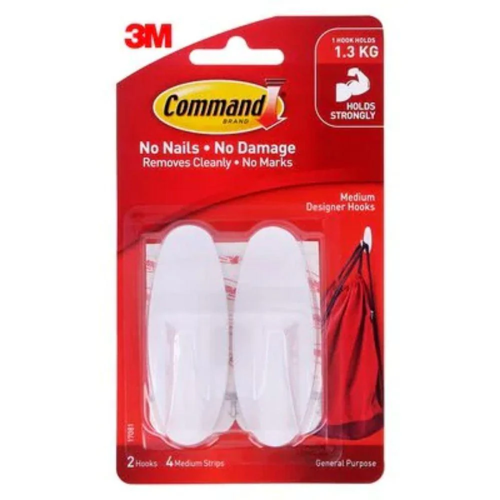 3M Command Oval Hooks Medium | 2 Pack