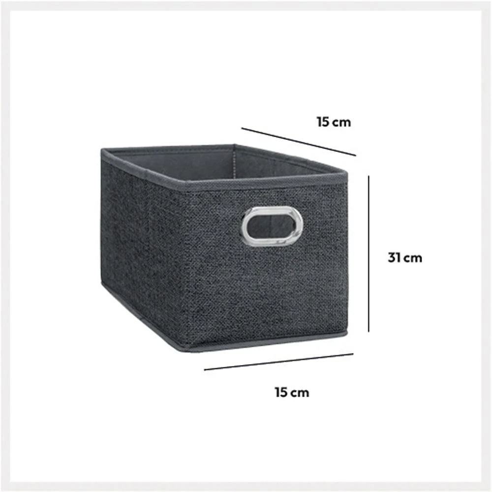 5 Five Dark Grey Fabric Storage Basket | 15 x 31cm - Image 3
