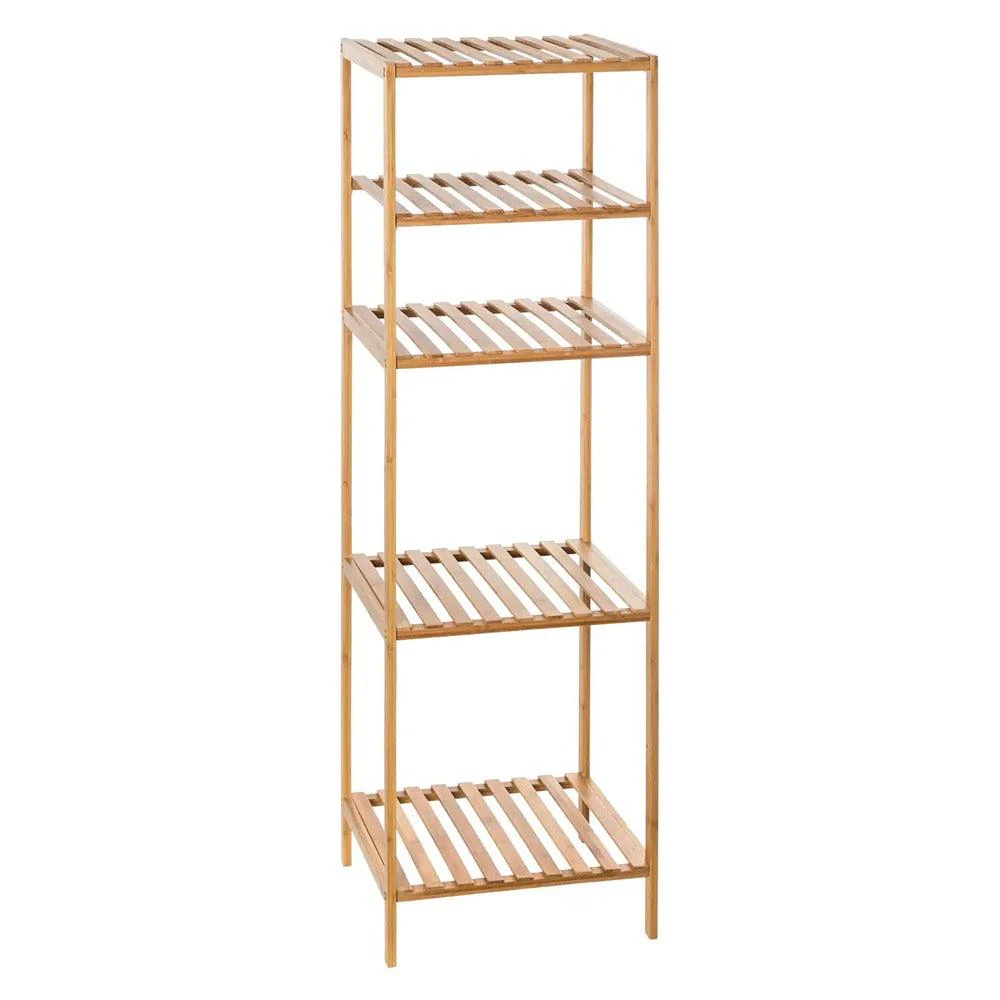 5FIVE Bamboo 4 Box Shelving Unit | Five-Tier Slatted Design