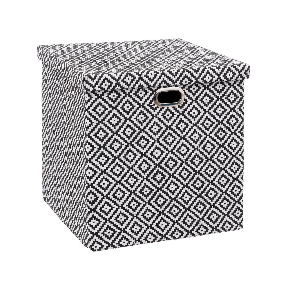 5FIVE Black and White Geometric Storage Box with Lid | 31 x 31cm