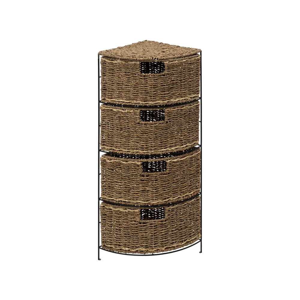 5FIVE Corner Reed Basket Storage Unit | Pull-Out Baskets, Metal Frame