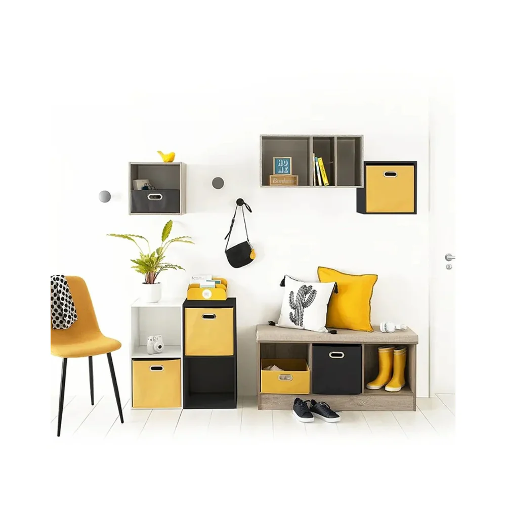 5FIVE Grey Wash Storage Bench with Padded Seat | 3 Cubby Compartments - Image 4