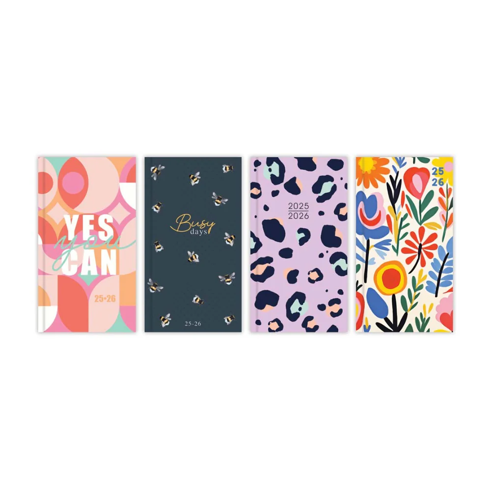 Academic Slim Gold Foil Diary | 2025–2026, Assorted Designs and Colours