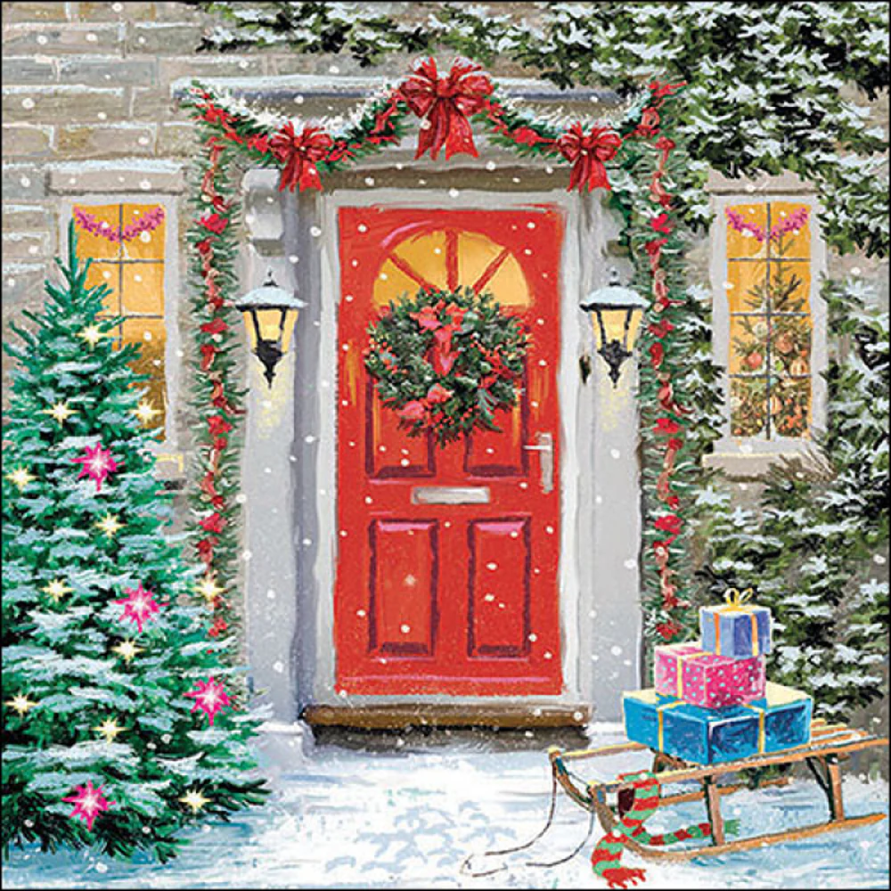 Ambiente Christmas Doorway Outdoor Decoration Paper Napkins | Pack of 20