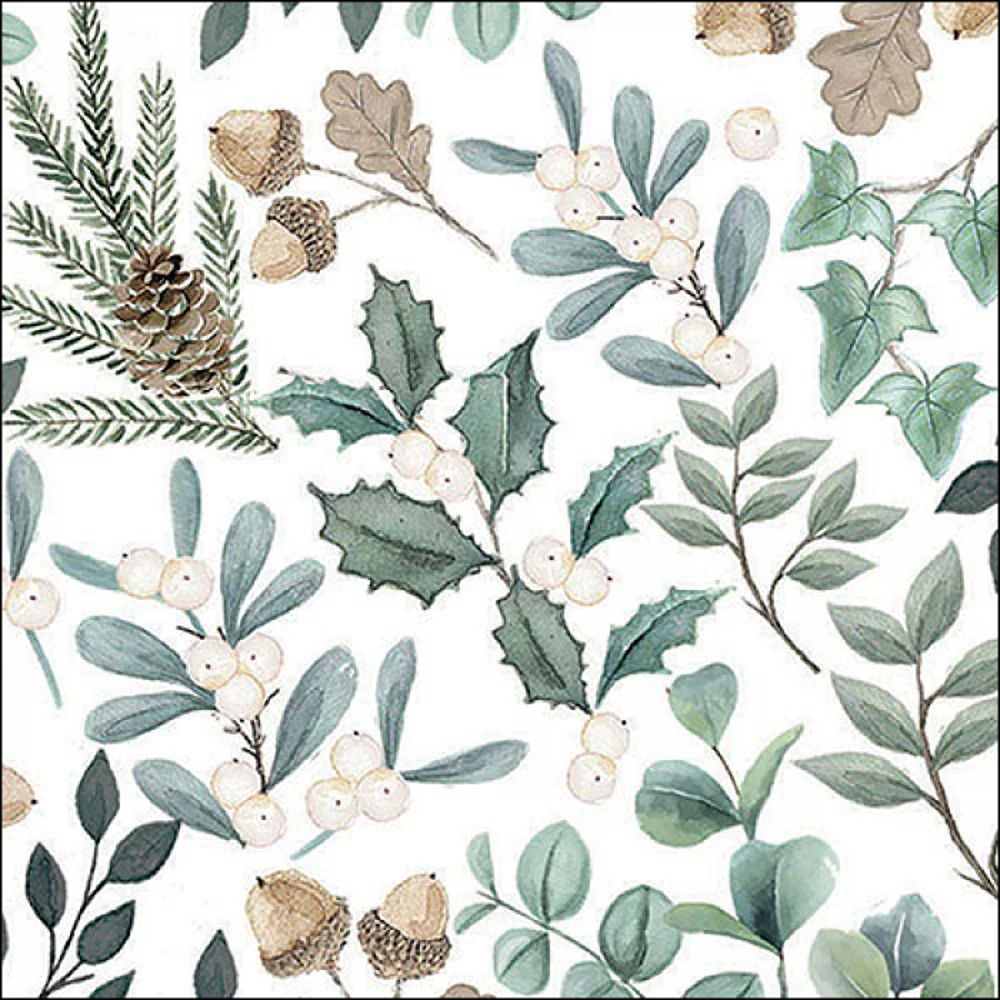 Ambiente Collection of Leaves Paper Napkins | Pack of 20, Watercolour Print