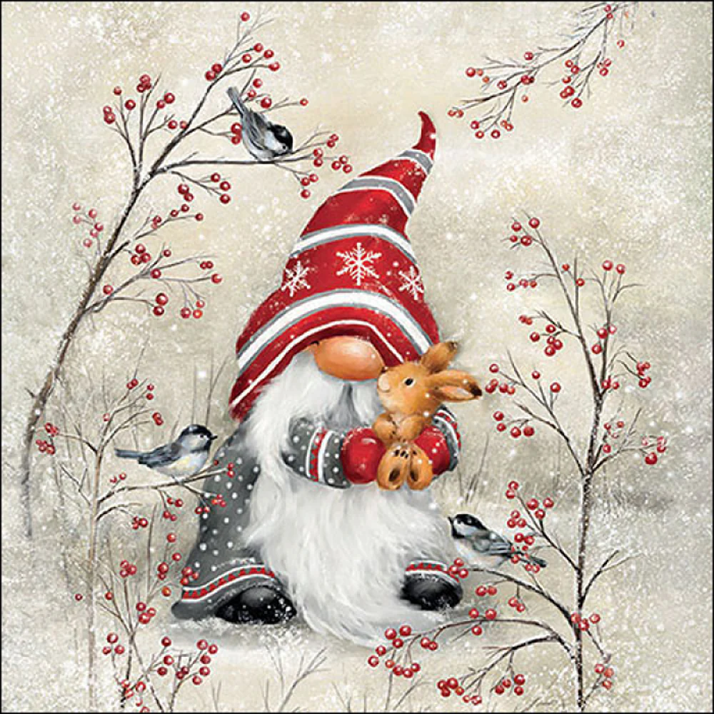 Ambiente Dwarf Hug Paper Napkins | Pack of 20, Winter Gnome Design