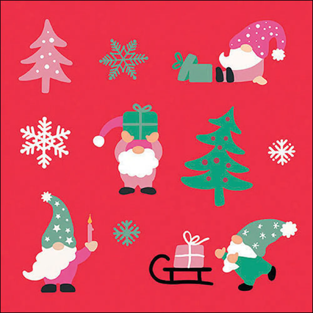 Ambiente Festive Fun Christmas Gnome Paper Napkins | Pack of 20