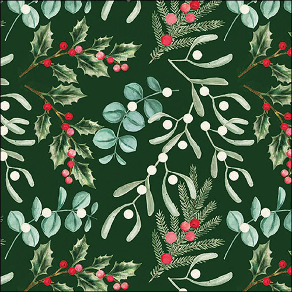 Ambiente Foliage Scatter Green Paper Napkins | Pack of 20, Christmas