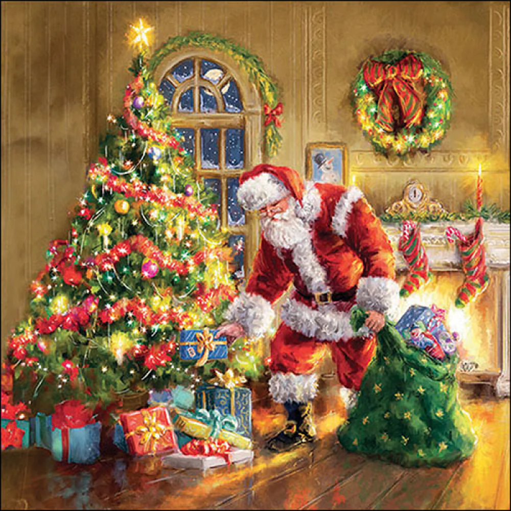 Ambiente Gifts Under Christmas Tree Santa Napkins | Pack of 20