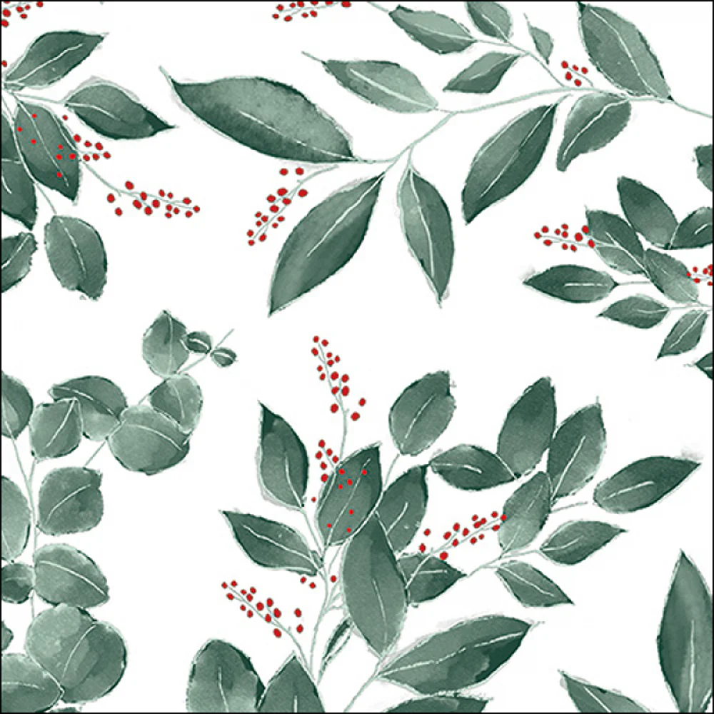Ambiente Leaves and Berries White Paper Napkins | Pack of 20