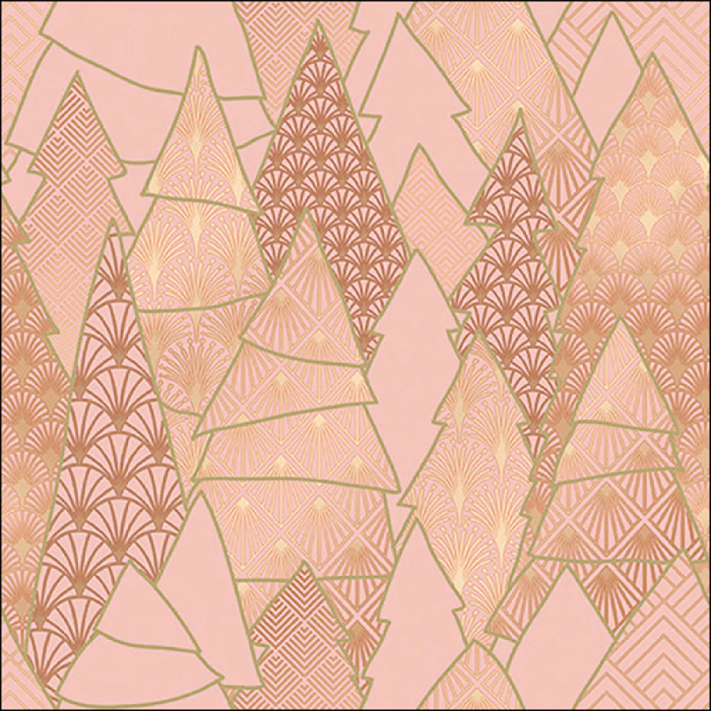Ambiente Luxury Trees Rose Paper Napkins | Pack of 20, Rose Gold