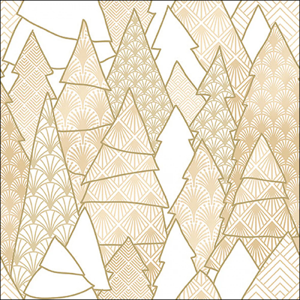 Ambiente Luxury Trees White Napkins | Pack of 20, Gold Christmas Tree Design