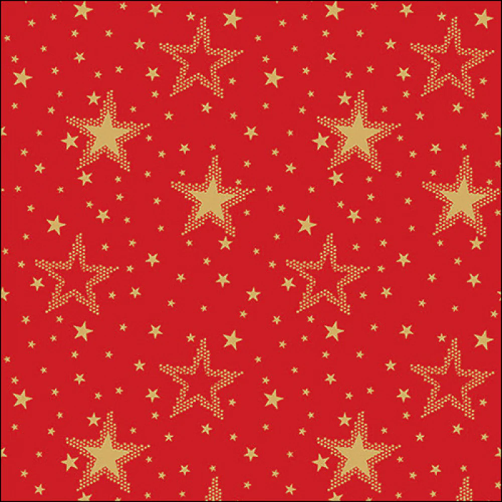 Ambiente Night Sky Red and Gold Star Festive Napkins | Pack of 20