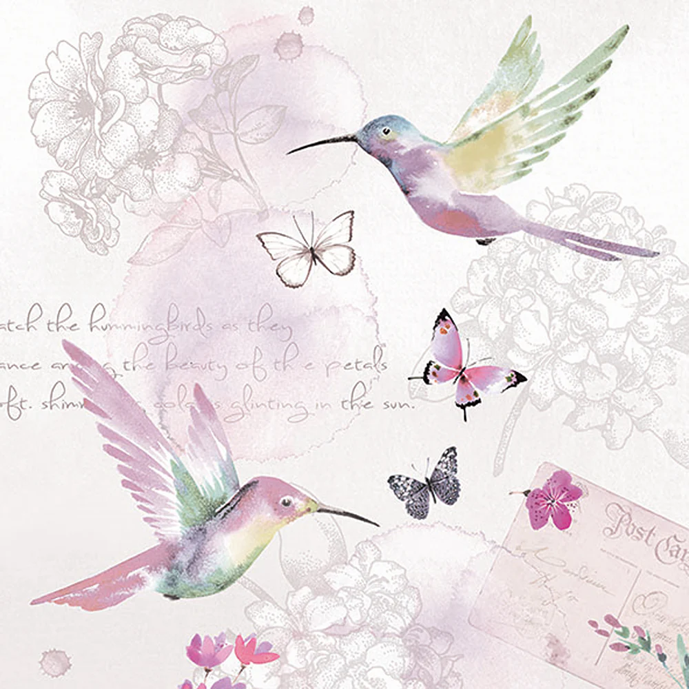 Ambiente Pale Hummingbird Paper Napkins | Pack of 20, Pastel