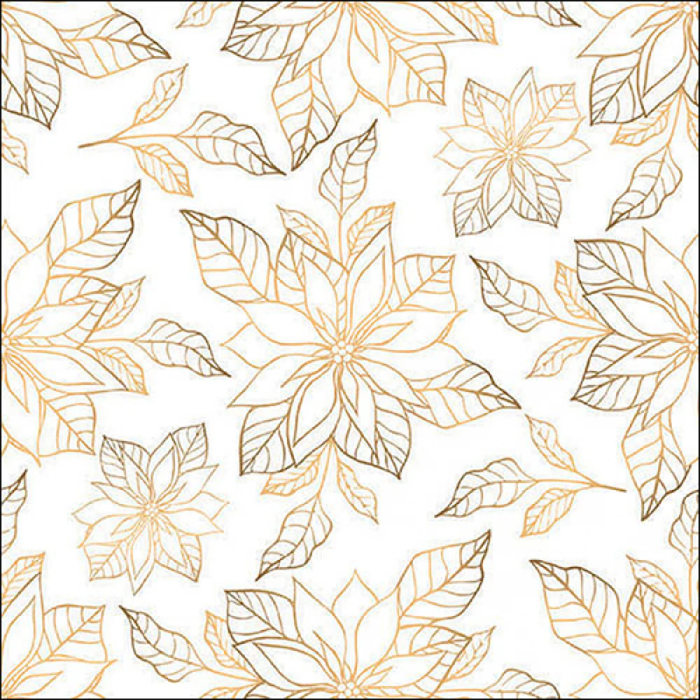 Ambiente Poinsettia Gold Metallic Paper Napkins | Pack of 20