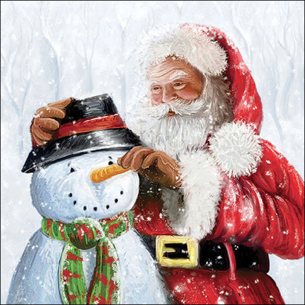 Ambiente Santa and Snowman Christmas Paper Napkins | Pack of 20