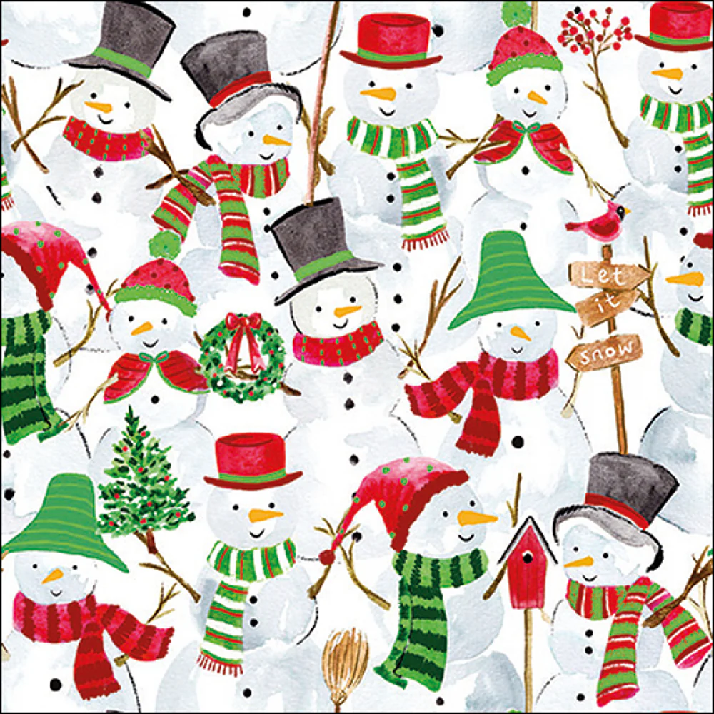 Ambiente Snowman Christmas Party Napkins | Pack of 20, Watercolour Design