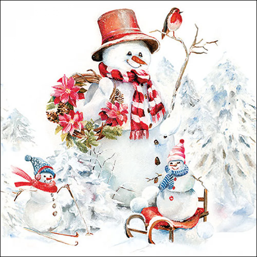Ambiente Sporty Snowmen Christmas Paper Napkins | Pack of 20