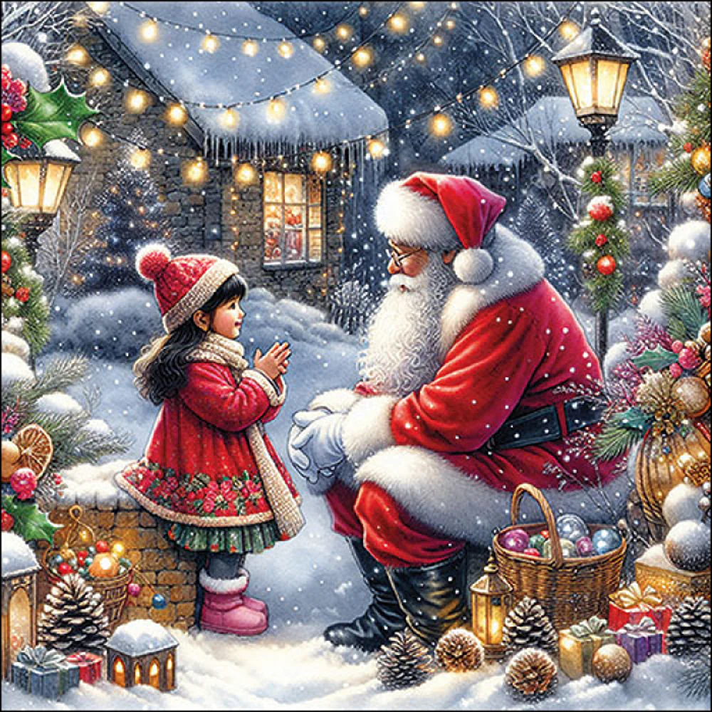 Ambiente Talking to Santa Christmas Napkins | Pack of 20, Winter Village