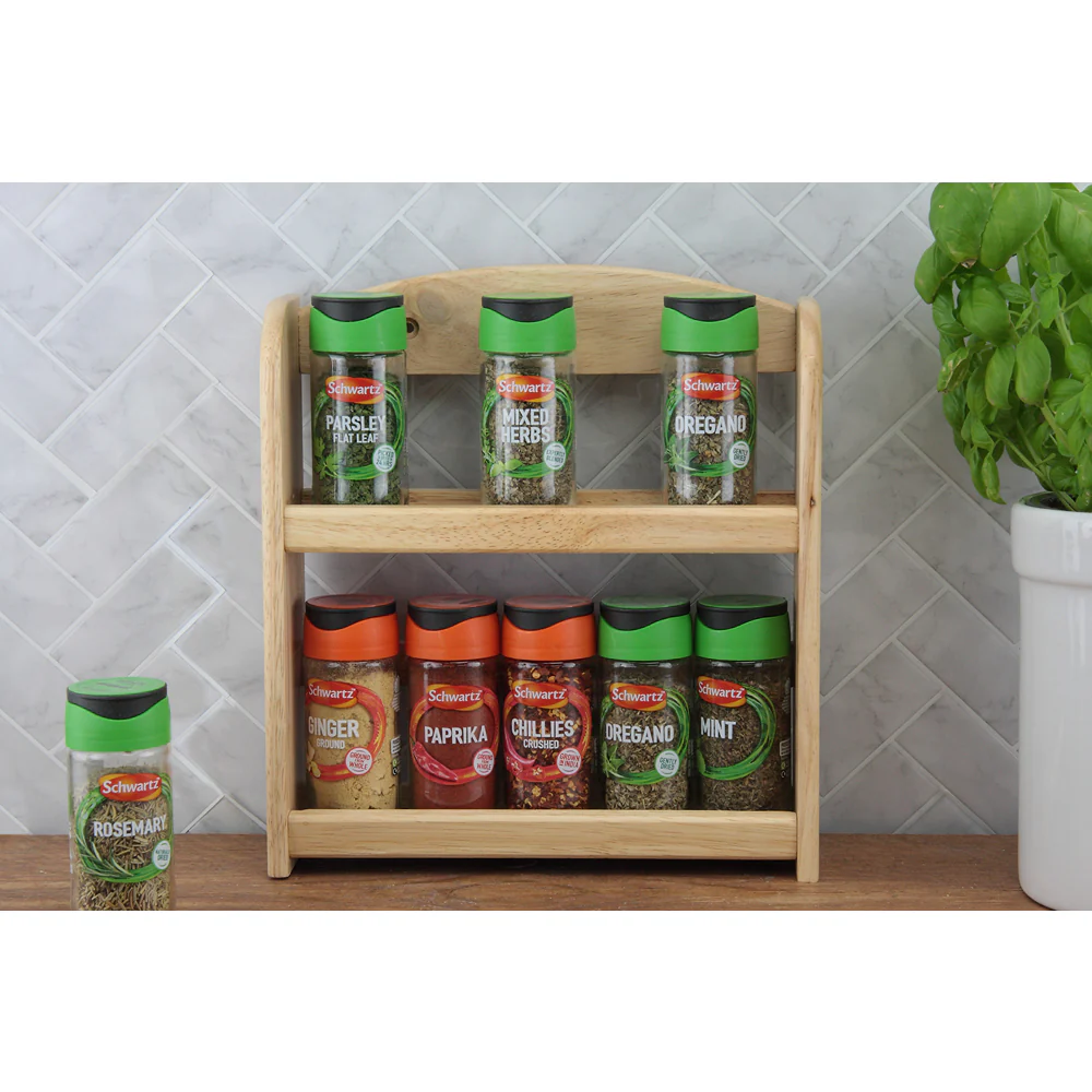 Apollo Natural Wood Wall-Mount Spice Rack | Three-Tier, Safety Rails - Image 7