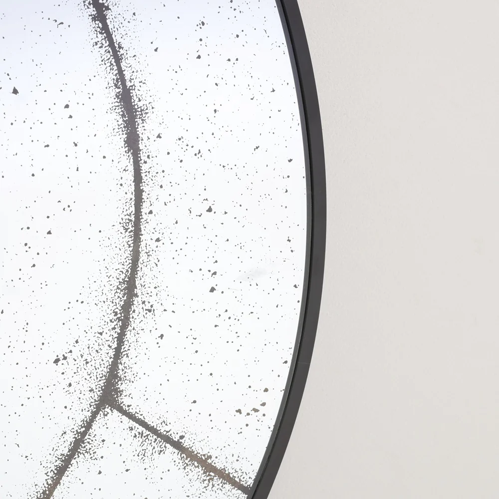 Arched Black Antiqued Aluminium Window Wall Mirror | 60 x 90cm - Image 4