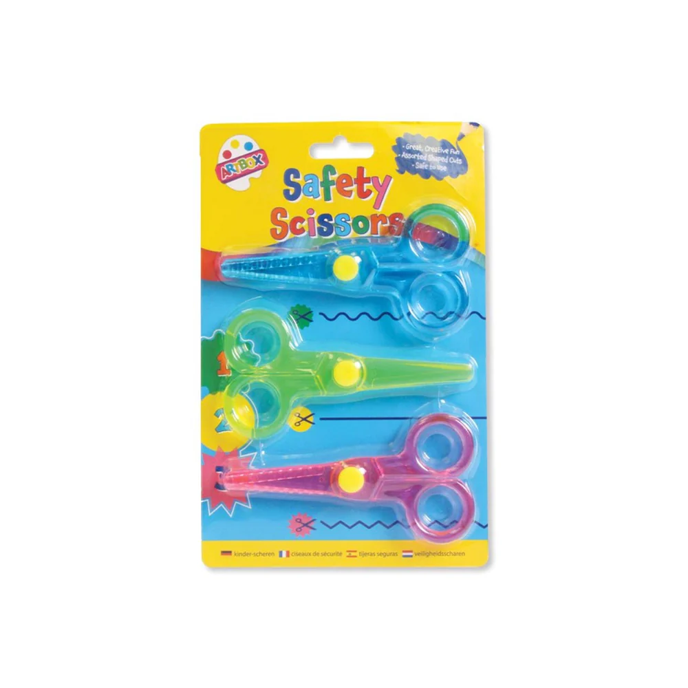 Artbox Funky Safety Craft Scissors | Pack of 3, Assorted Colours