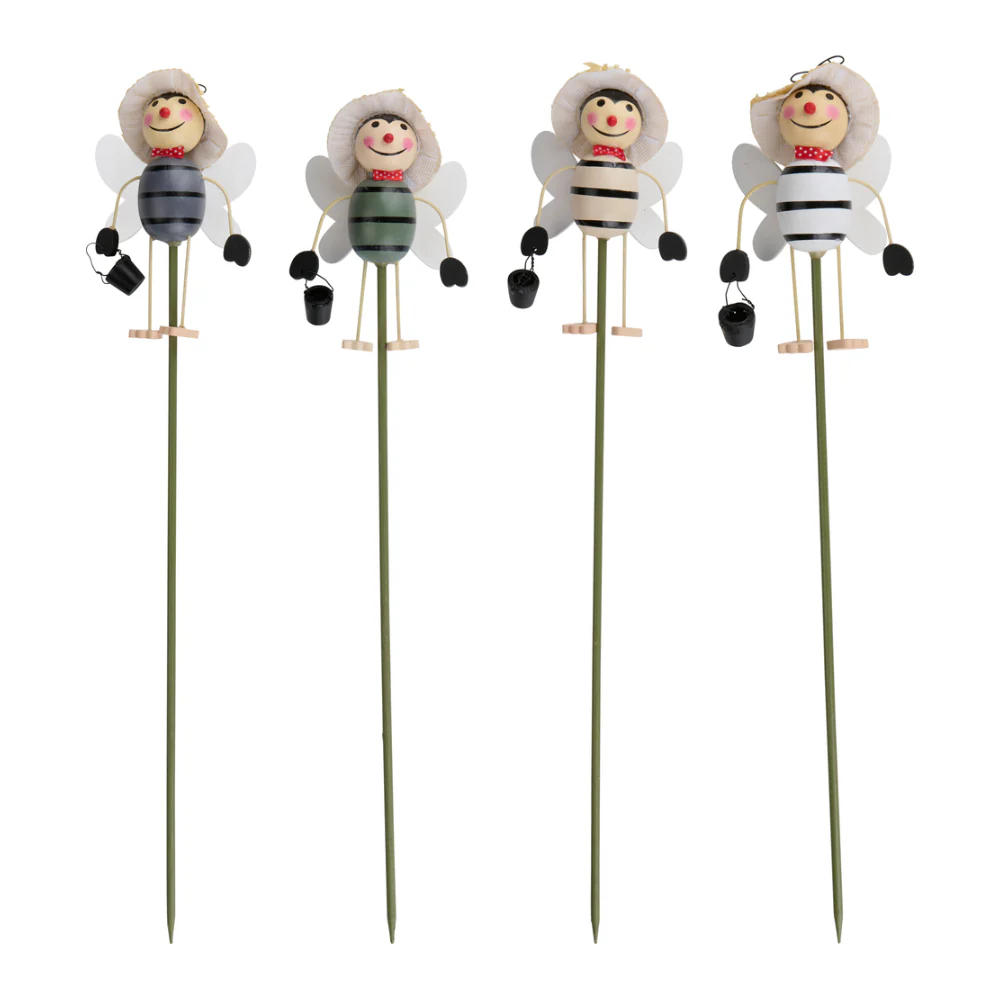Arti Casa Bee Character Garden Stake | Assorted Colours, Hat Detail - Image 2