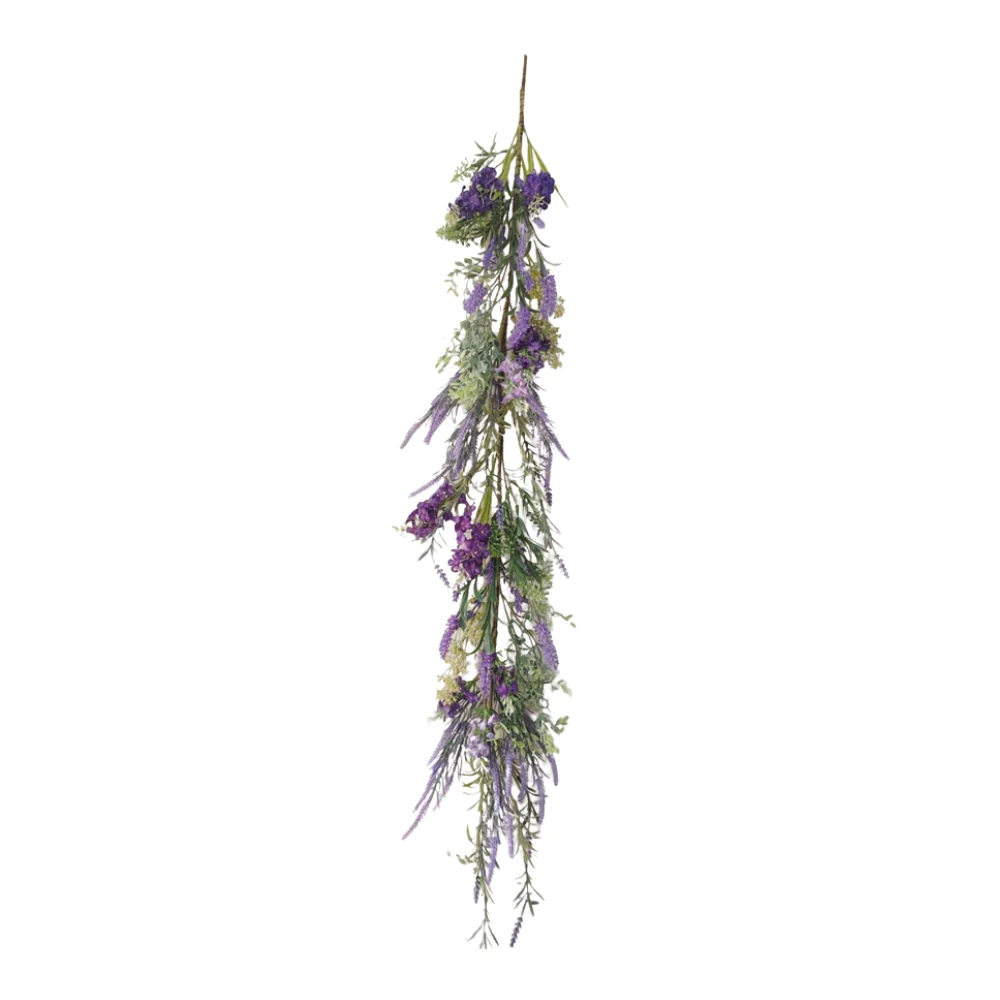 Artificial Lavender Hanging Floral Garland | Purple, Green Foliage, 120cm