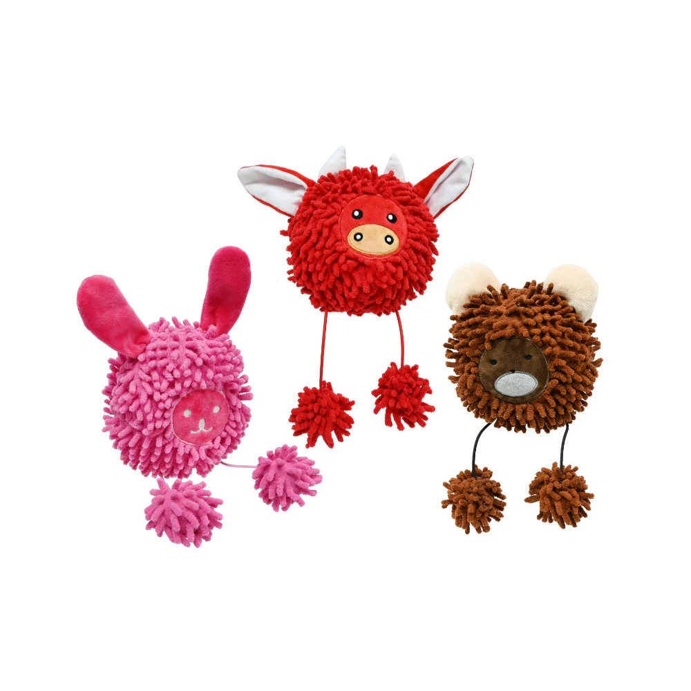 Assorted Animal Plush Ball Pet Toy | Soft Textured, Bright Colours