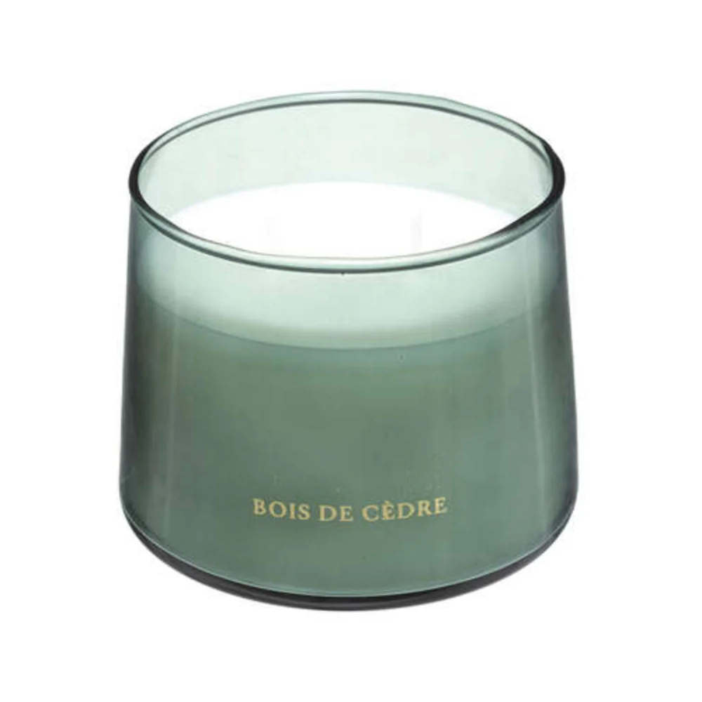 Atmosphera Bili Cedar Scented Glass Candle | Smoky Green, 300g