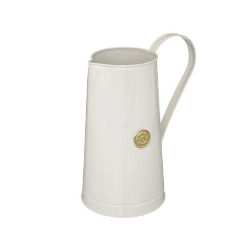 Atmosphera Chrome Metal Pitcher Vase | 25cm, Gold Medallion