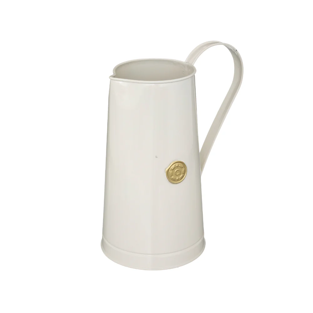 Atmosphera Chrome Metal Pitcher Vase | 25cm, Gold Medallion - Image 2