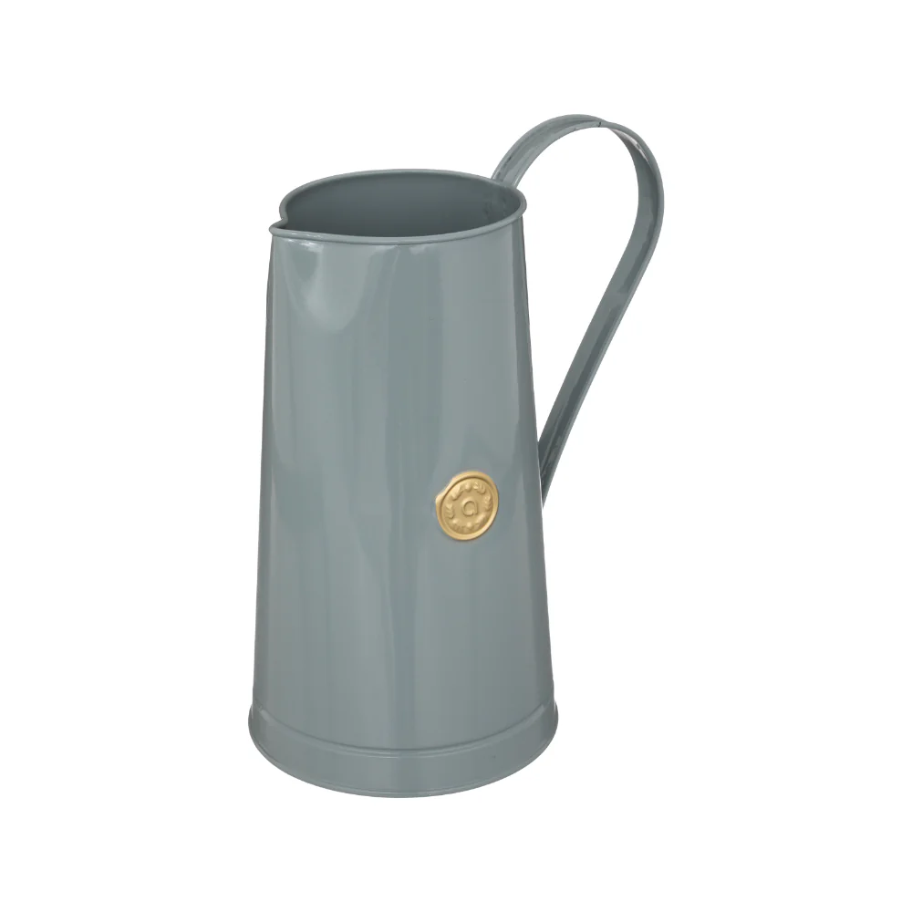 Atmosphera Chrome Metal Pitcher Vase | 25cm, Gold Medallion - Image 4