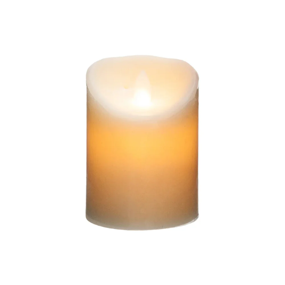 Atmosphera Cream LED Pillar Candle | 10cm, Flickering Flame Effect
