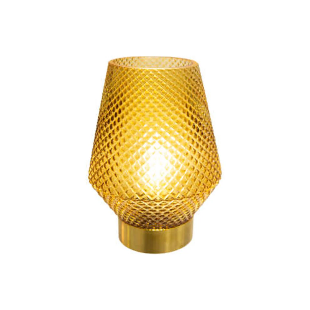 Atmosphera Dante Faceted Glass LED Lamp | Gold Finish, 17cm, Assorted