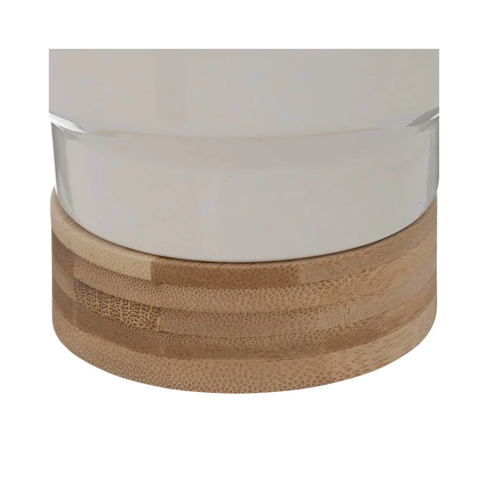 Atmosphera Faux Plant in Ceramic Pot | White, 26cm, Wood-Effect Base - Image 3