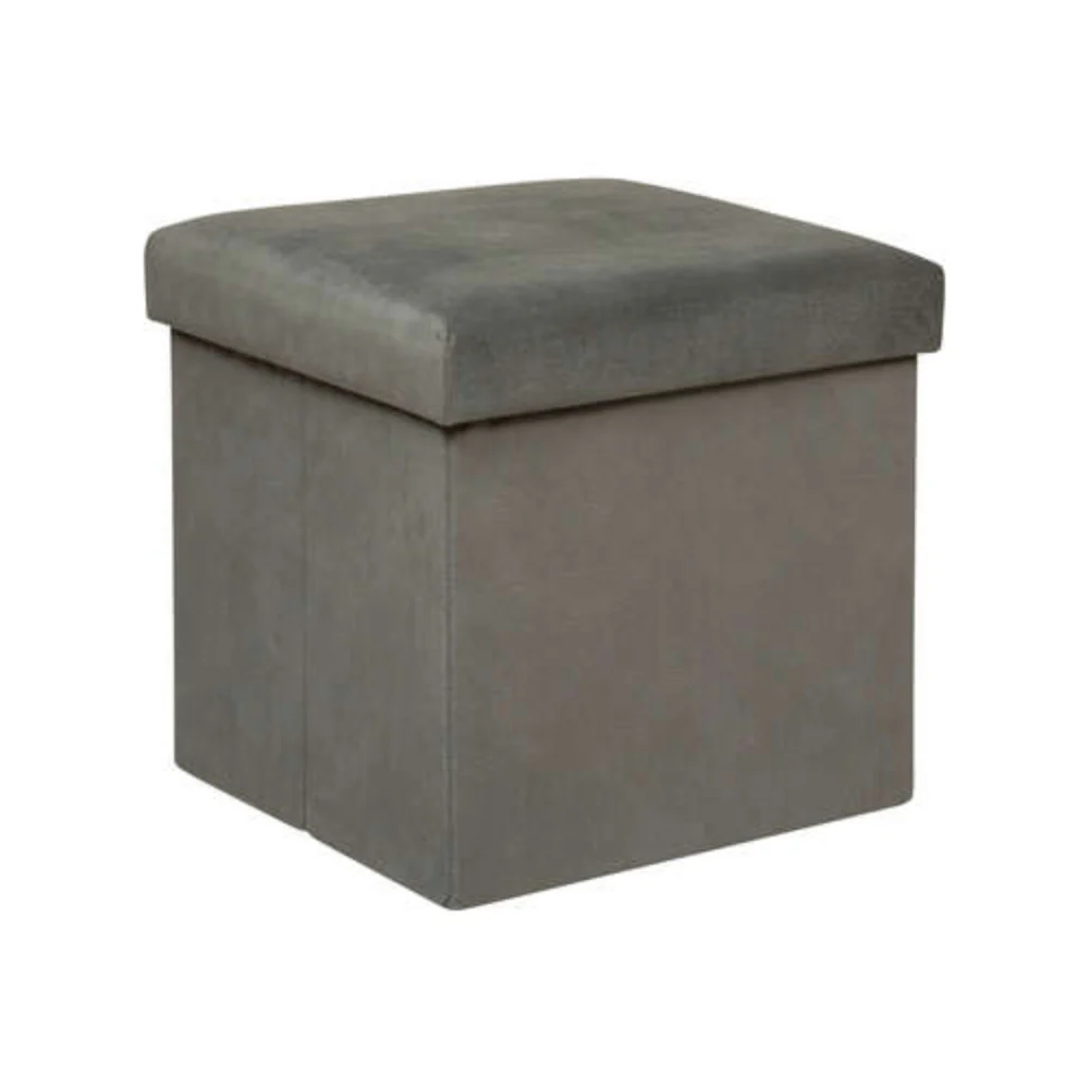Atmosphera Grey Storage Cube Seat Ottoman | Lift-Off Lid, Hidden Storage