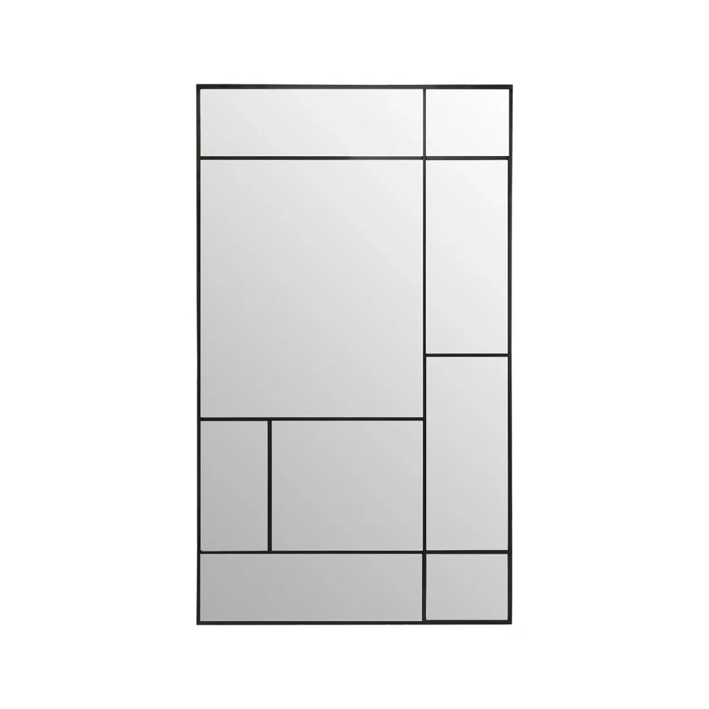 Atmosphera Metal Framed Grid Wall Mirror | Black, 97 x 167cm