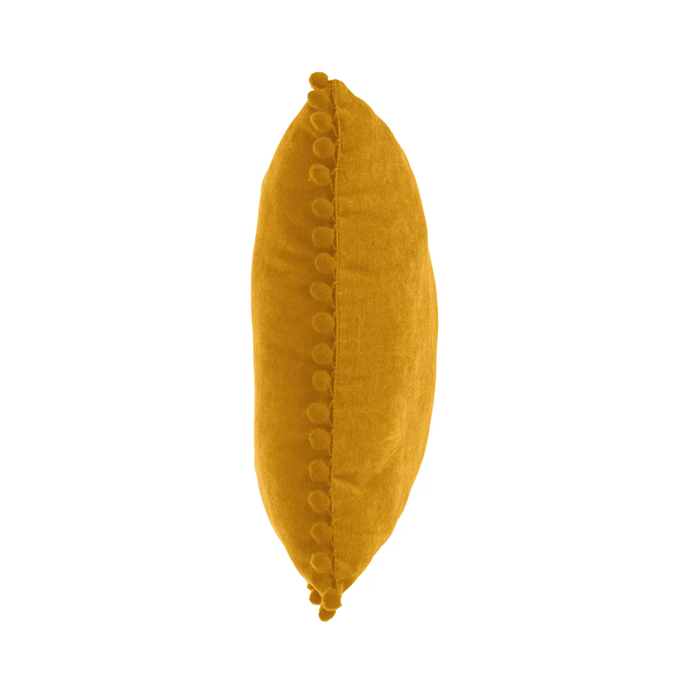 Atmosphera Ochre Tassel Cushion | Pom-Pom Fringe Trim, 40 x 40cm - Image 3