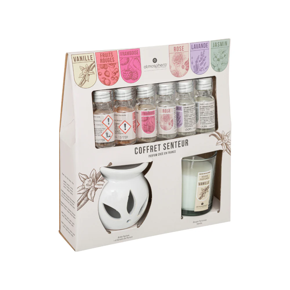 Atmosphera Oil Burner Fragrance Set | Leaf Motif Burner, Assorted Scents