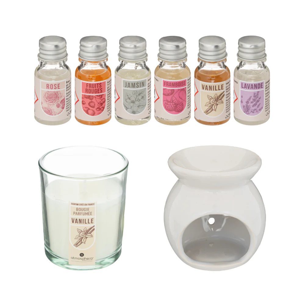 Atmosphera Oil Burner Fragrance Set | Leaf Motif Burner, Assorted Scents - Image 2
