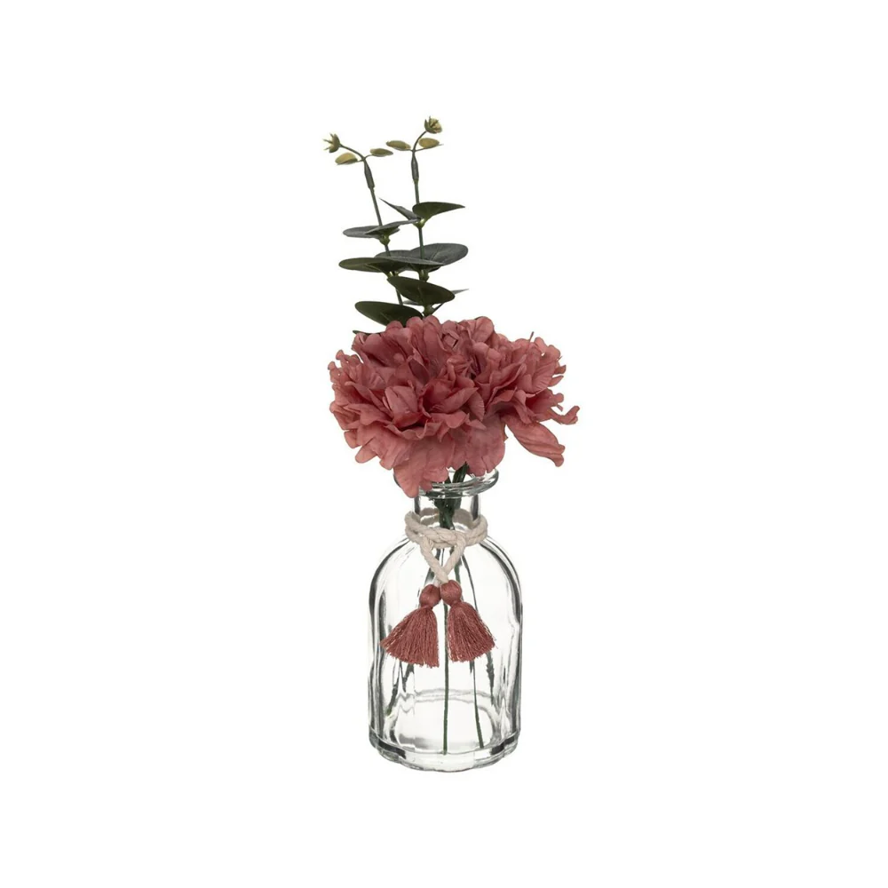 Atmosphera Pink Faux Flower Arrangement in Glass Vase | 30cm, Tassel - Image 2
