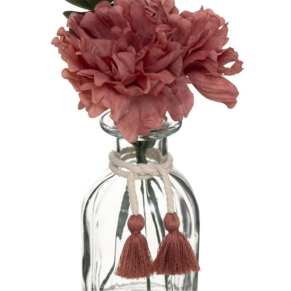 Atmosphera Pink Faux Flower Arrangement in Glass Vase | 30cm, Tassel - Image 3