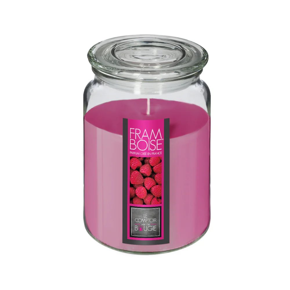 Atmosphera Raspberry Scented Candle in Glass Jar | Lid, 510g - Image 2