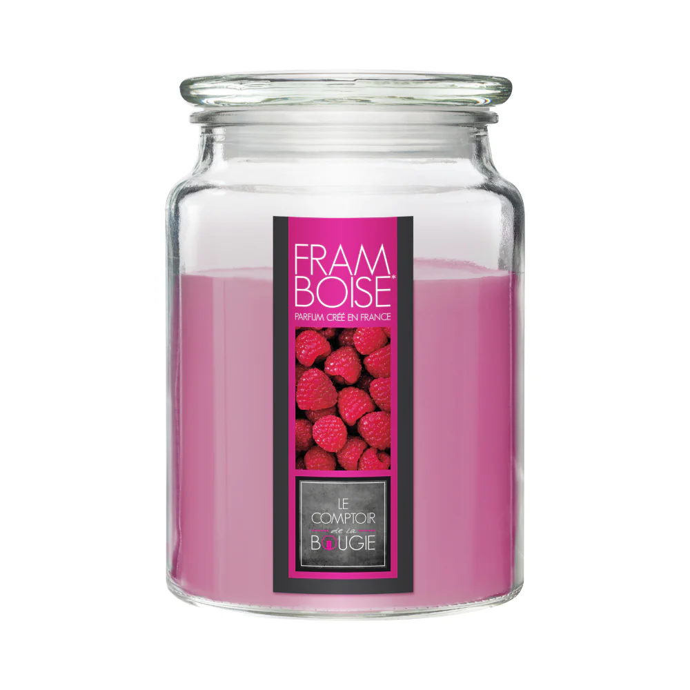 Atmosphera Raspberry Scented Candle in Glass Jar | Lid, 510g - Image 3