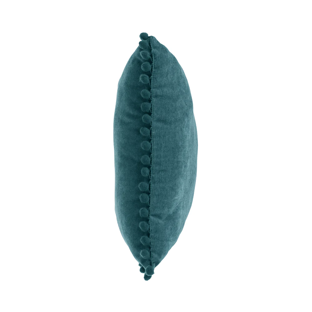 Atmosphera Teal Tassel Pom-Pom Trim Cushion | Soft-Touch, 40 x 40cm - Image 3