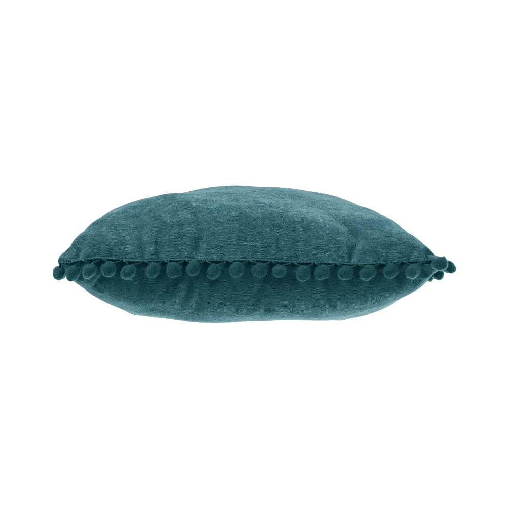 Atmosphera Teal Tassel Pom-Pom Trim Cushion | Soft-Touch, 40 x 40cm - Image 4
