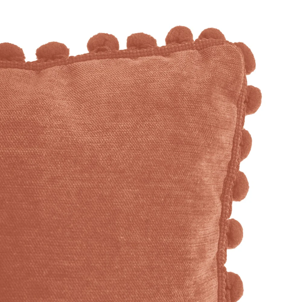 Atmosphera Terracotta Pom-Pom Tassel Fringe Cushion | 40 x 40cm - Image 2